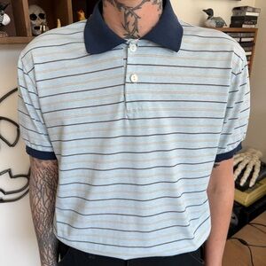 Vintage 80s John Weitz Striped S/S Polo USA ~ Size Medium